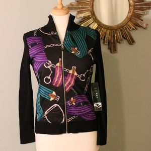 Ralph Lauren black zipup jacket with satin front.